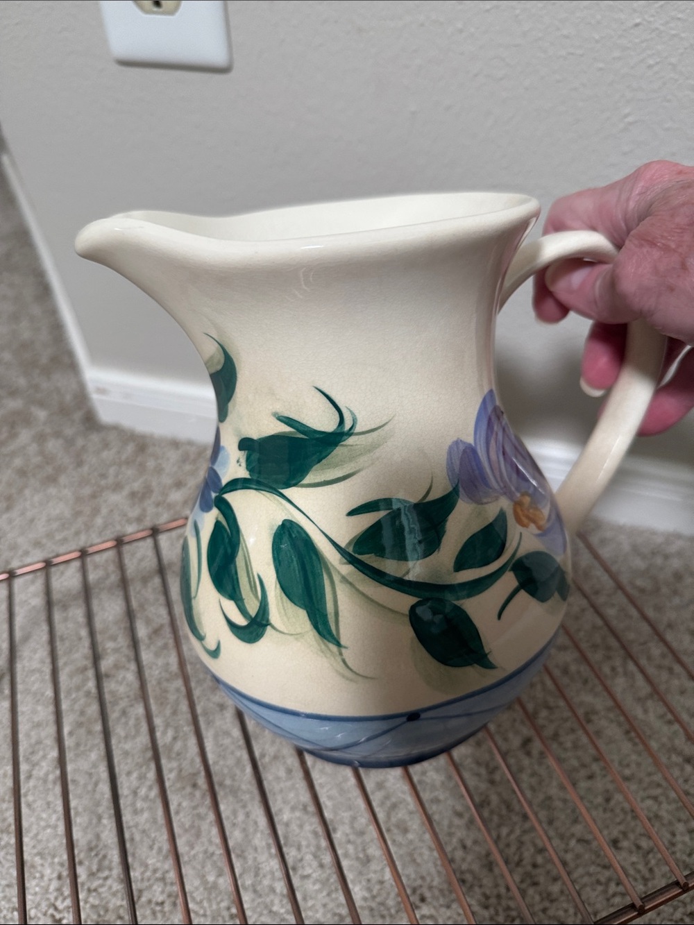 Gail Pittman Vintage Hand-Painted Ceramic Annabella Floral Pitcher
